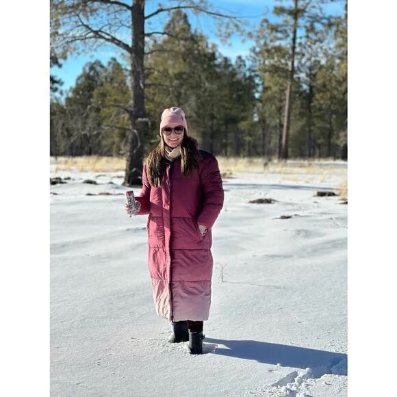 Busayo Collective Ombre Parka Jacket Quilted Puffer Coat Winter Red Small - Picture 5 of 10